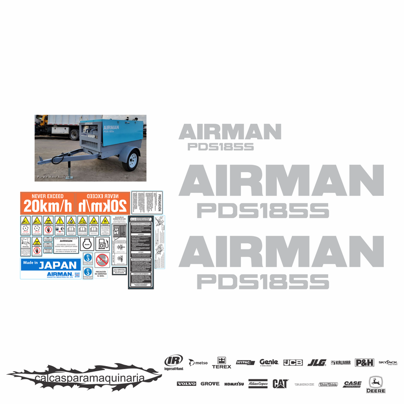 JUEGO DE CALCAS DE RESTAURACION PARA AIRMAN PDS185S VJO 