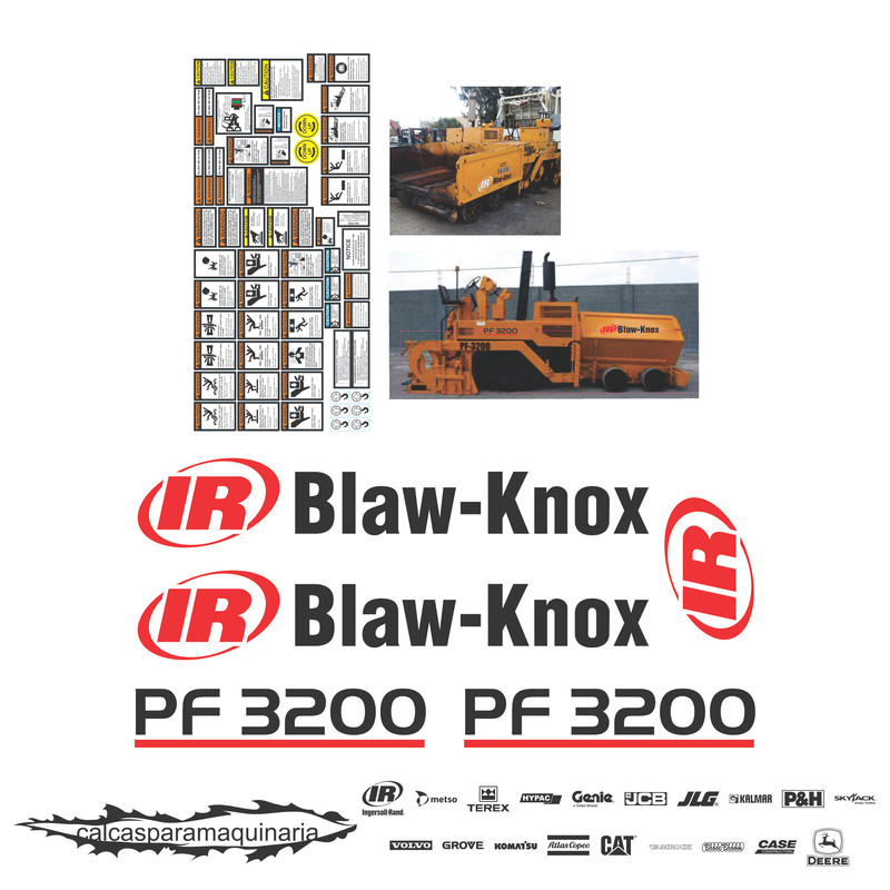 JUEGO DE CALCAS DE RESTAURACION PARA BLAW KNOX PF3200