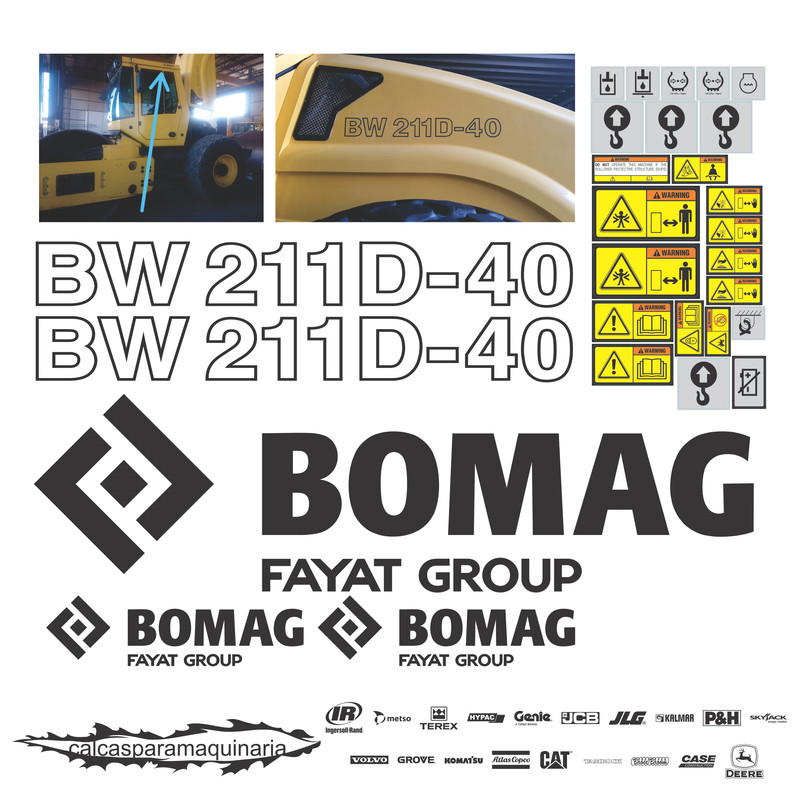 JUEGO DE CALCAS DE RESTAURACION PARA BOMAG BW211D-140 VJO