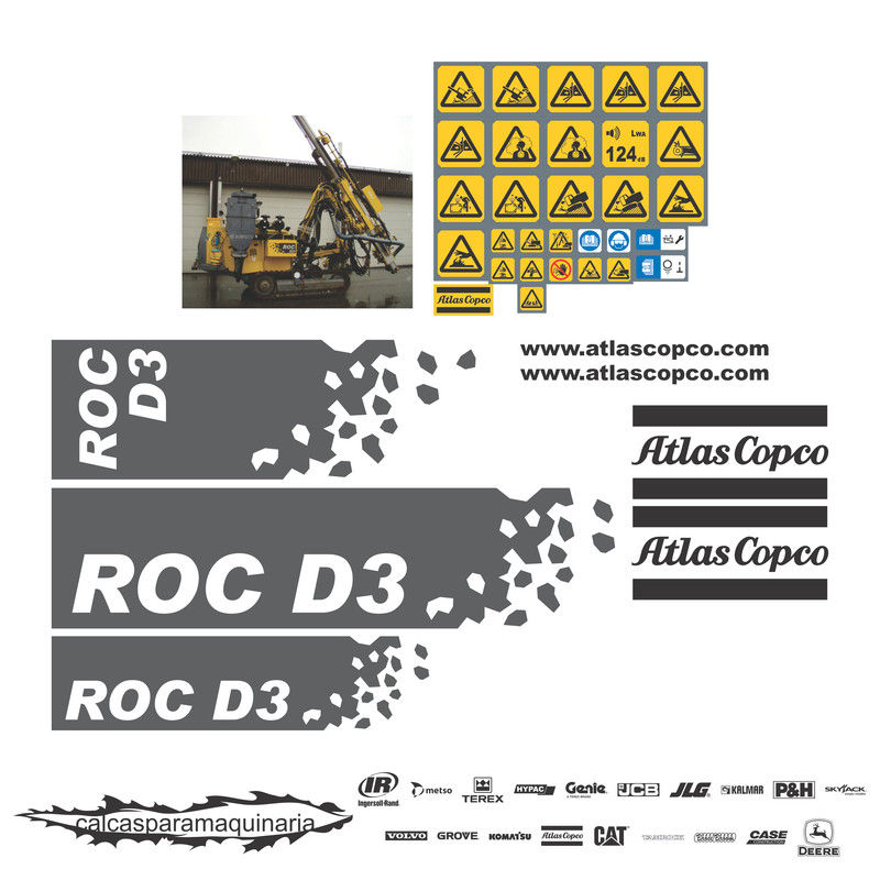JUEGO DE CALCAS DE RESTAURACION PARA ATLAS COPCO ROCD3