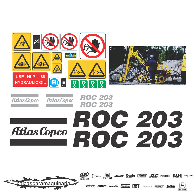 JUEGO DE CALCAS DE RESTAURACION PARA ATLAS COPCO ROC203