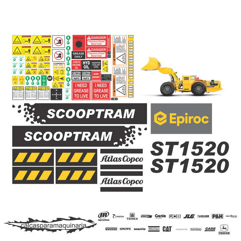 JUEGO DE CALCAS DE RESTAURACION PARA ATLAS COPCO SCOOPTRAM ST1520 WAGNER