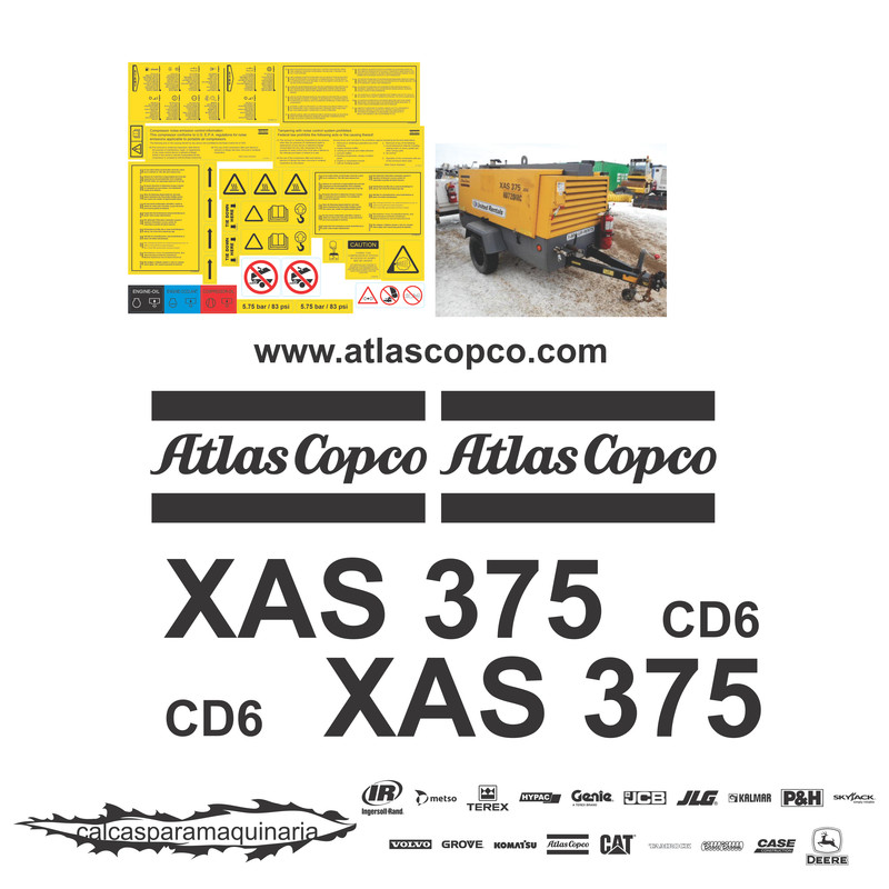 JUEGO DE CALCAS DE RESTAURACION PARA ATLAS COPCO XAS375
