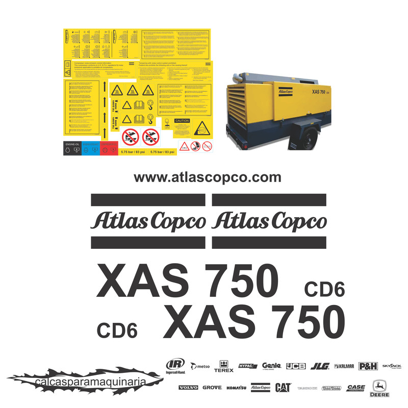 JUEGO DE CALCAS DE RESTAURACION PARA ATLAS COPCO XAS750