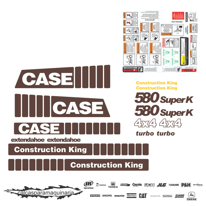 JUEGO DE CALCAS DE RESTAURACION PARA CASE 580 SUPER K EXTENDAHOE