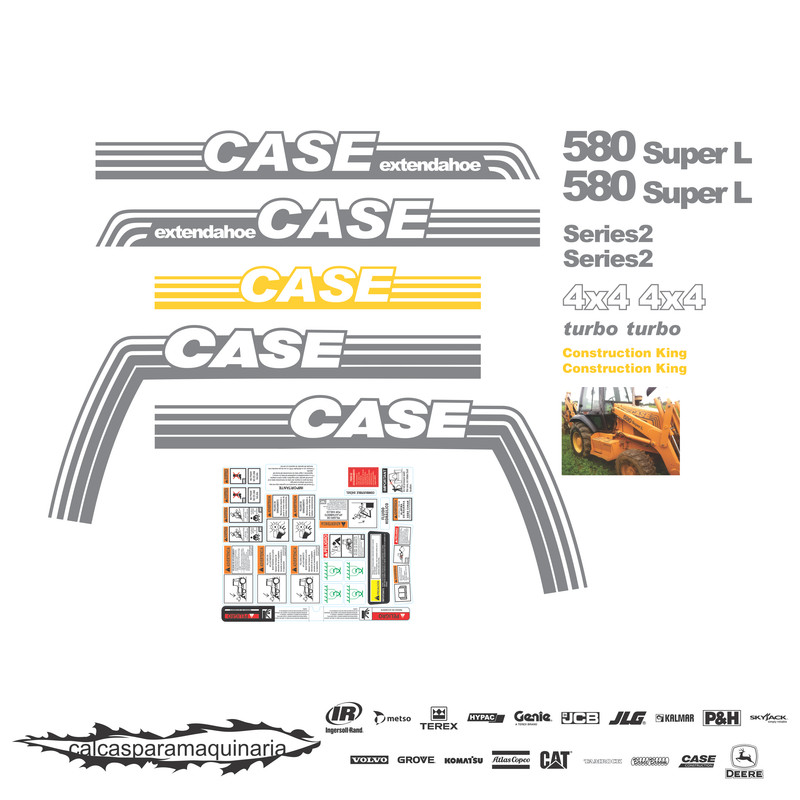 JUEGO DE CALCAS DE RESTAURACION PARA CASE 580 SUPER LS2 EXTENDAHOE