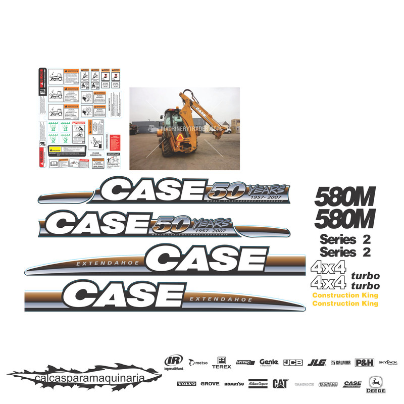 JUEGO DE CALCAS DE RESTAURACION PARA CASE 580MS2 50 AÑOS EXTENDAHOE