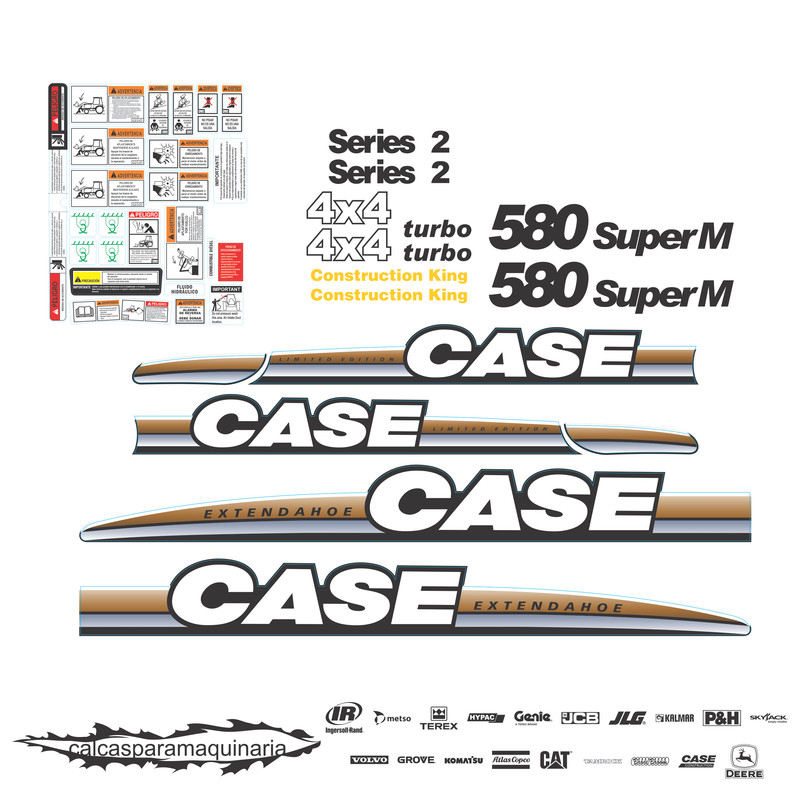 JUEGO DE CALCAS DE RESTAURACION PARA CASE 580MS2 EXTENDAHOE EDITION LIMITED 