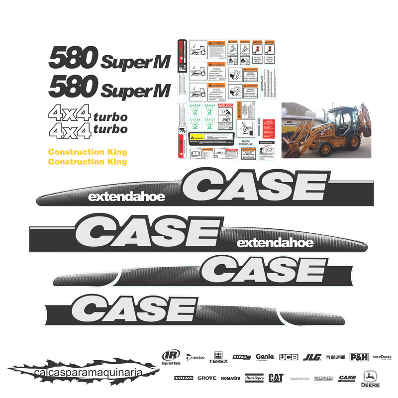 JUEGO DE CALCAS DE RESTAURACION PARA CASE 580 SUPER MS1 EXTENDAHOE