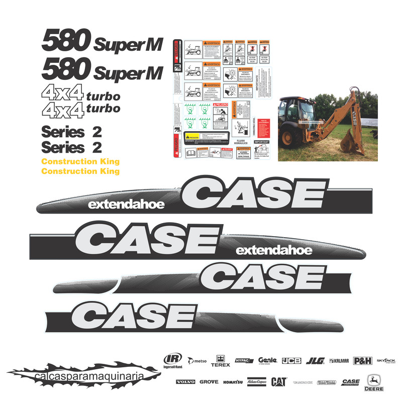 JUEGO DE CALCAS DE RESTAURACION PARA CASE 580 SUPER MS2 EXTENDAHOE
