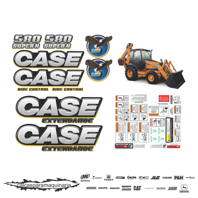 JUEGO DE CALCAS DE RESTAURACION PARA CASE 580 SUPER N EXTENDAHOE AGUILA