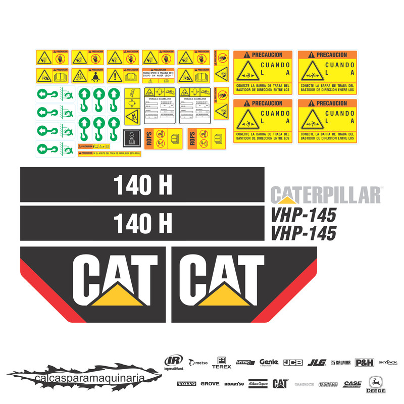 JUEGO DE CALCAS DE RESTAURACION PARA CAT 140H NVO