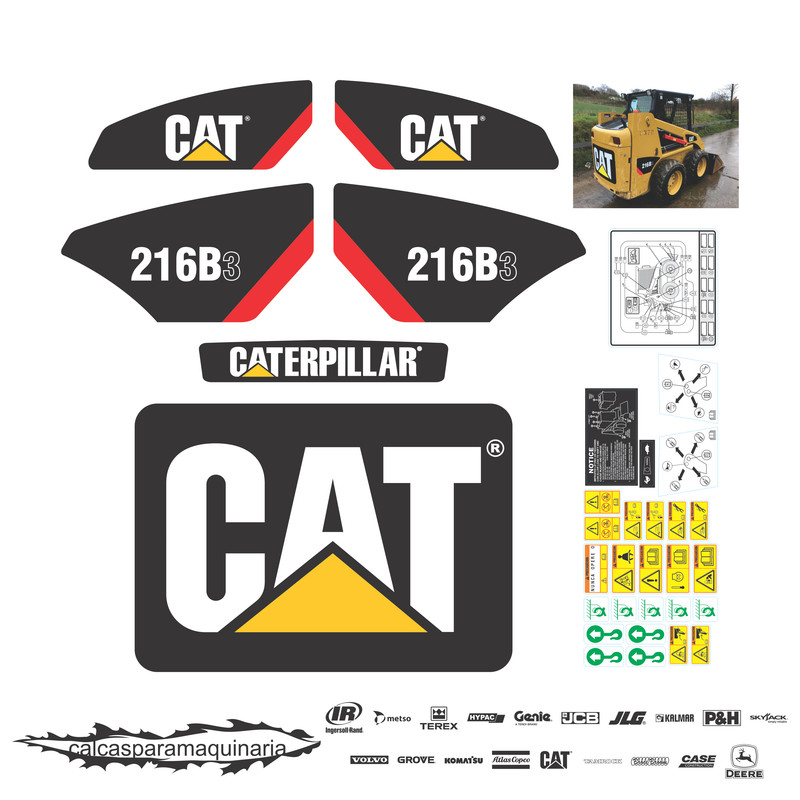 JUEGO DE CALCAS DE RESTAURACION PARA CAT 216B3 NVO 
