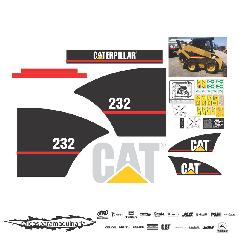JUEGO DE CALCAS DE RESTAURACION PARA CAT 232 VJO