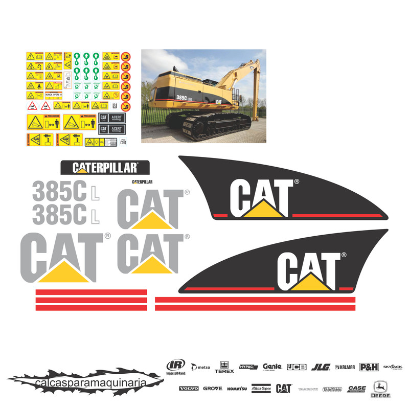 JUEGO DE CALCAS DE RESTAURACION PARA CAT 385CL VJO