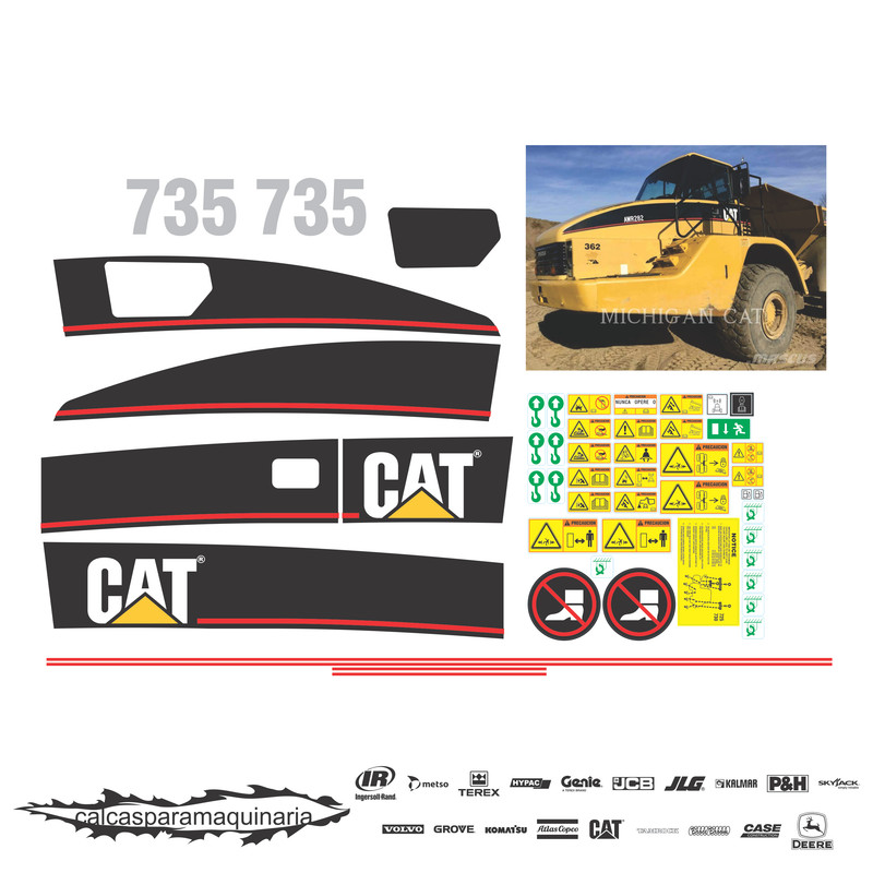 JUEGO DE CALCAS DE RESTAURACION PARA CAT 735 VJO