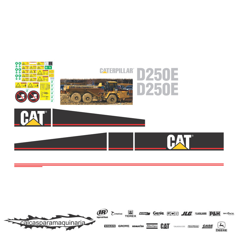 JUEGO DE CALCAS DE RESTAURACION PARA CAT D250E VJO 