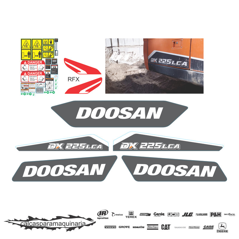 JUEGO DE CALCAS DE RESTAURACION PARA DOOSAN DX225 LCA  NVA