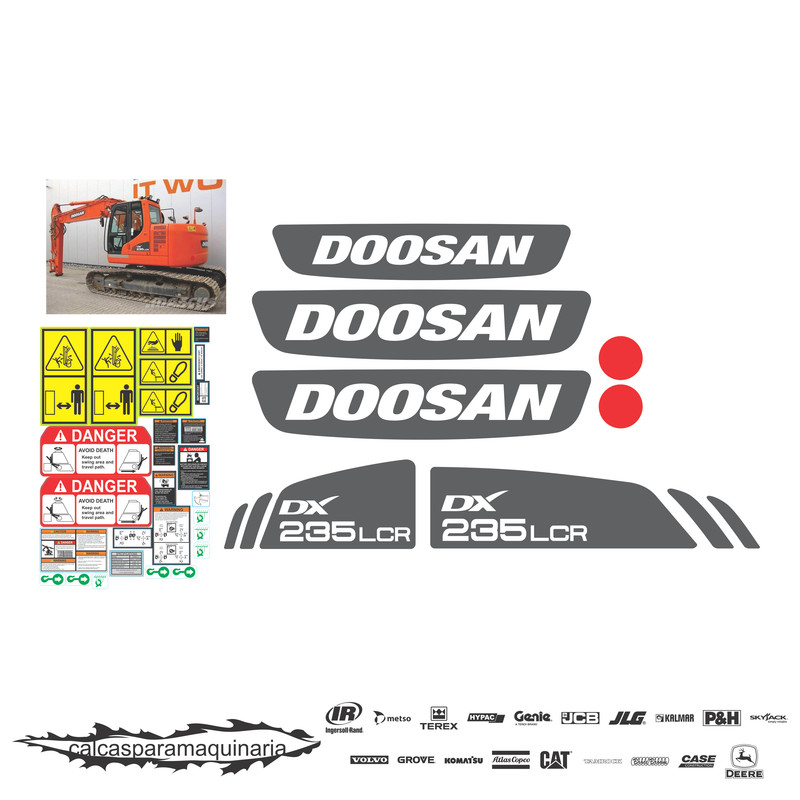 JUEGO DE CALCAS DE RESTAURACION PARA DOOSAN DX235 LCR