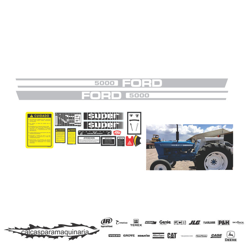 JUEGO DE CALCAS DE RESTAURACION PARA FORD 5000 VJO