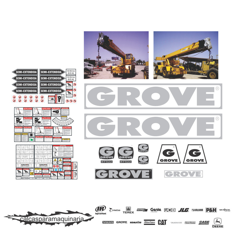 JUEGO DE CALCAS DE RESTAURACION PARA GROVE RT522 ANTIGUO
