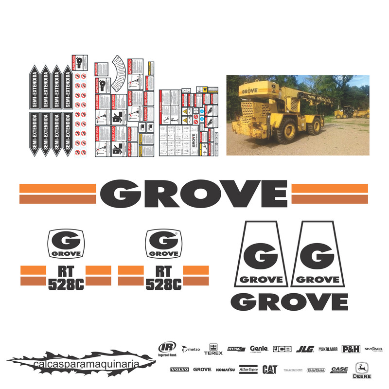 JUEGO DE CALCAS DE RESTAURACION PARA GROVE RT528C ANTIGUO