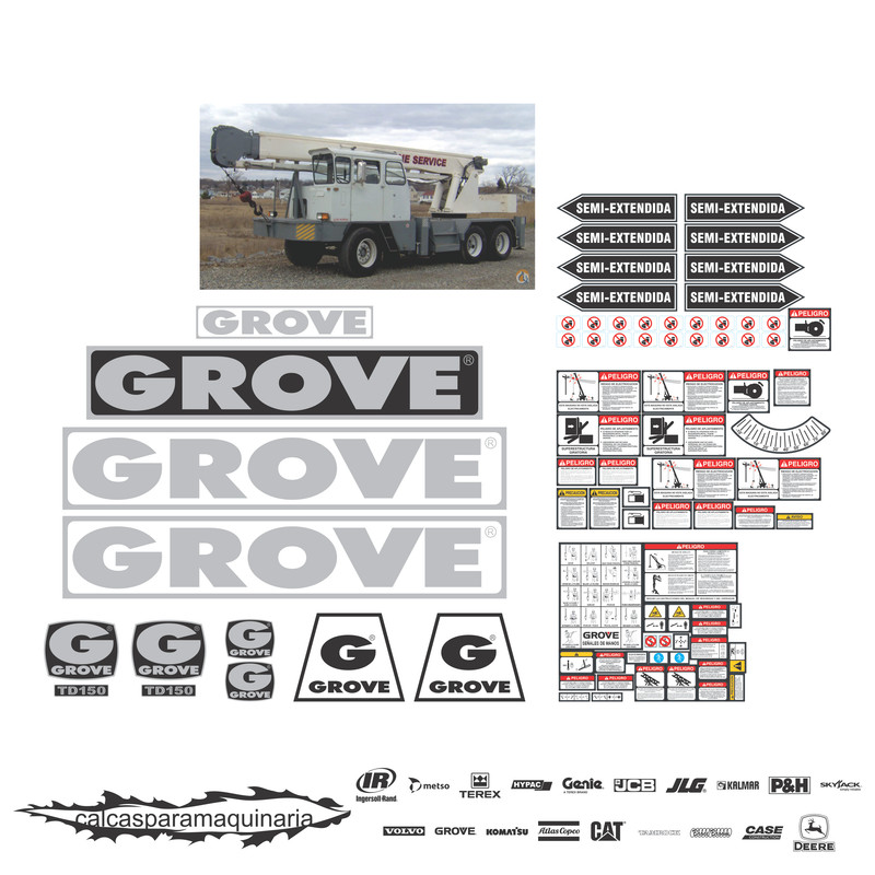 JUEGO DE CALCAS DE RESTAURACION PARA GROVE TD150 ANTIGUO