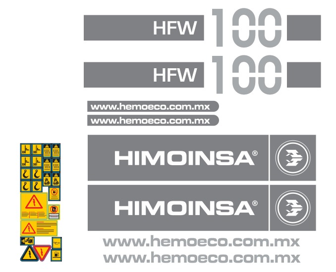 JUEGO DE CALCAS DE RESTAURACION PARA HIMOINSA HFW100 EQUIPO ROJO