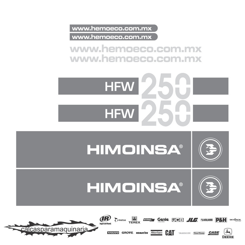 JUEGO DE CALCAS DE RESTAURACION PARA HIMOINSA HFW250 HEMOECO