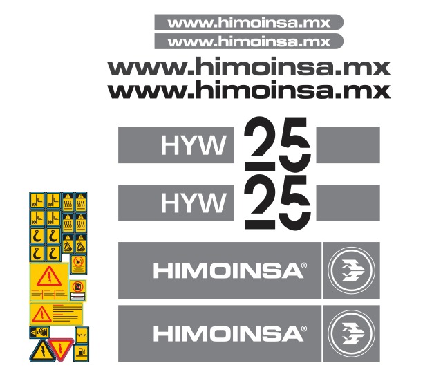 JUEGO DE CALCAS DE RESTAURACION PARA HIMOINSA HYW25 EQUIPO BLANCO