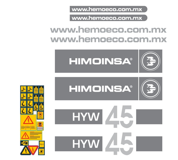 JUEGO DE CALCAS DE RESTAURACION PARA HIMOINSA HYW45 EQUIPO ROJO