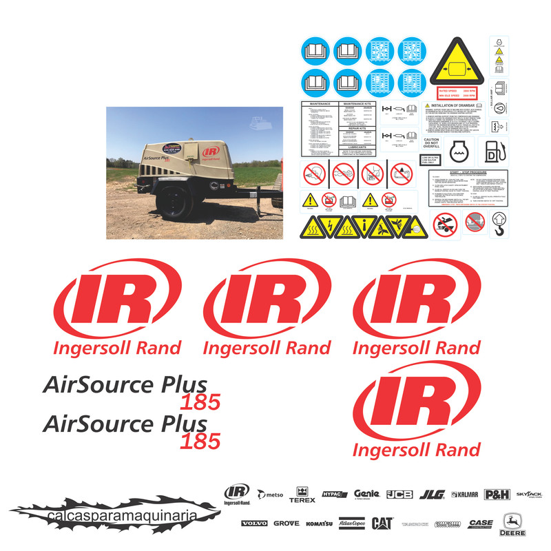 JUEGO DE CALCAS DE RESTAURACION PARA INGERSOLL RAND 185