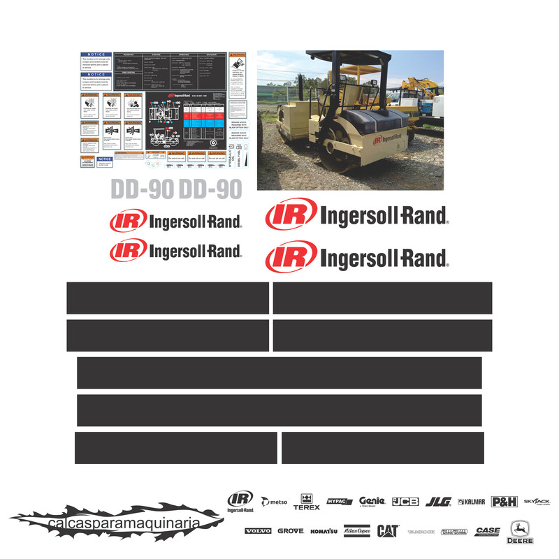 JUEGO DE CALCAS DE RESTAURACION PARA INGERSOLL RAND DD90 NVO