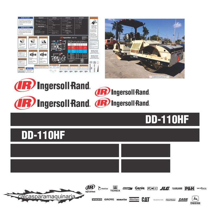 JUEGO DE CALCAS DE RESTAURACION PARA INGERSOLL RAND DD110HF