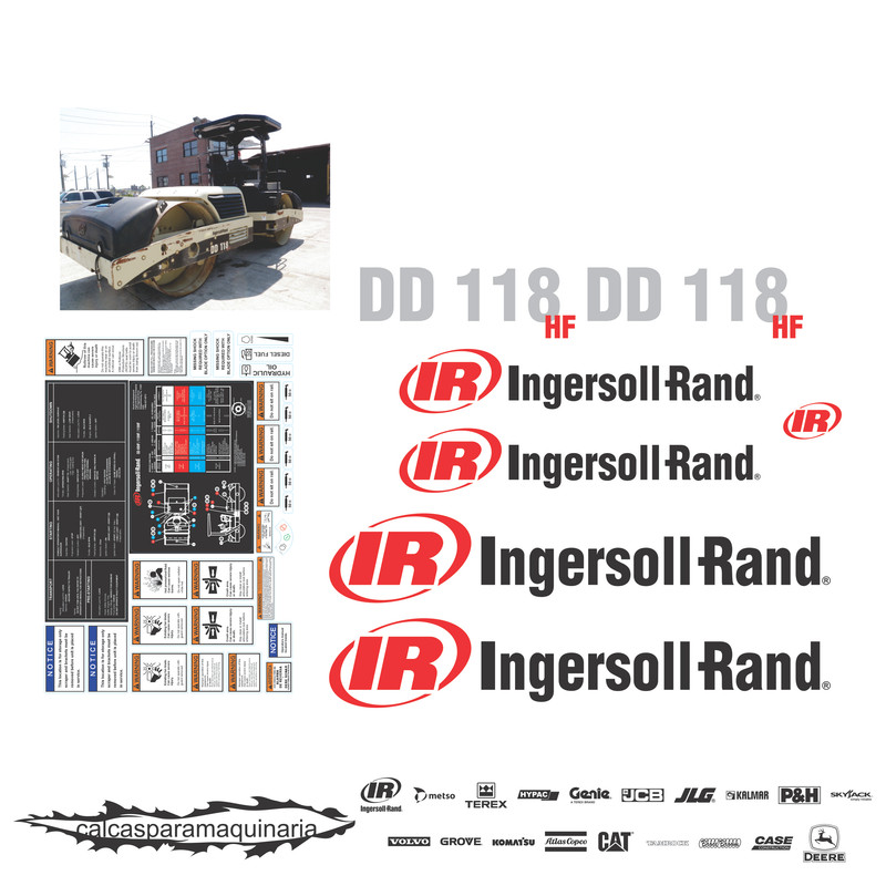JUEGO DE CALCAS DE RESTAURACION PARA INGERSOLL RAND DD118HF