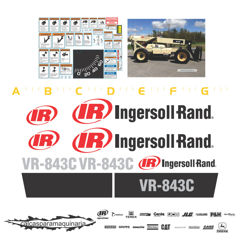 JUEGO DE CALCAS DE RESTAURACION PARA INGERSOLL RAND VR843C