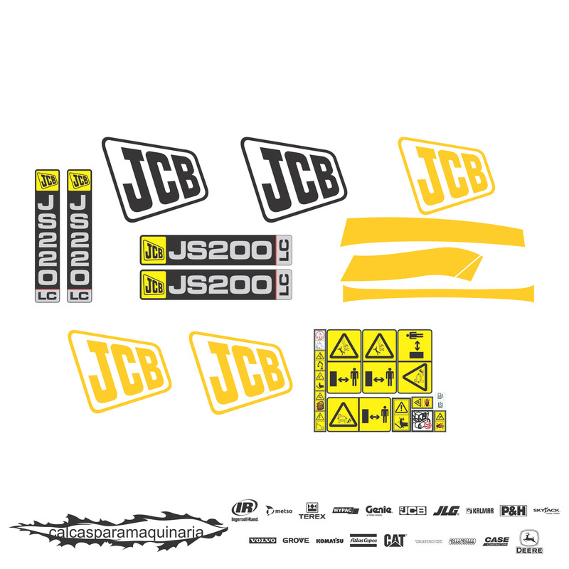 JUEGO DE CALCAS DE RESTAURACION PARA JCB JS200LCPLUSSC VJO SIN PLASTAS
