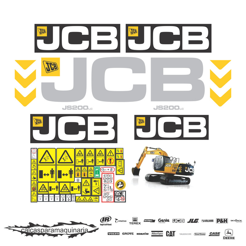 JUEGO DE CALCAS DE RESTAURACION PARA JCB JS200LC NVO2