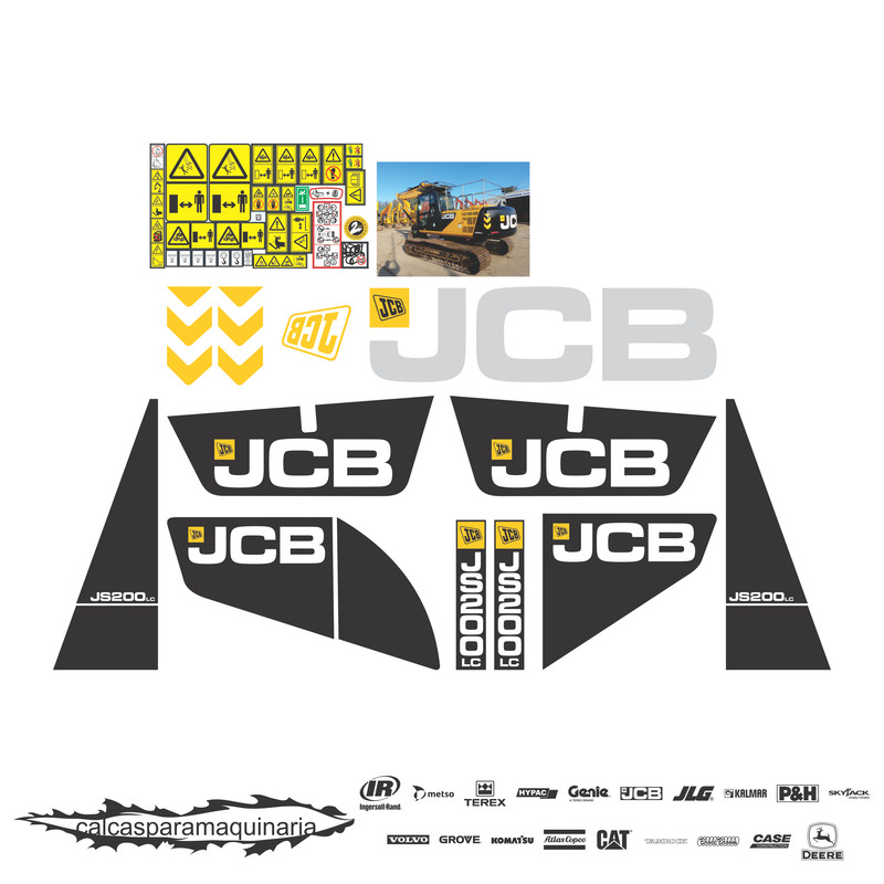 JUEGO DE CALCAS DE RESTAURACION PARA JCB JS200LCT2SCNLC