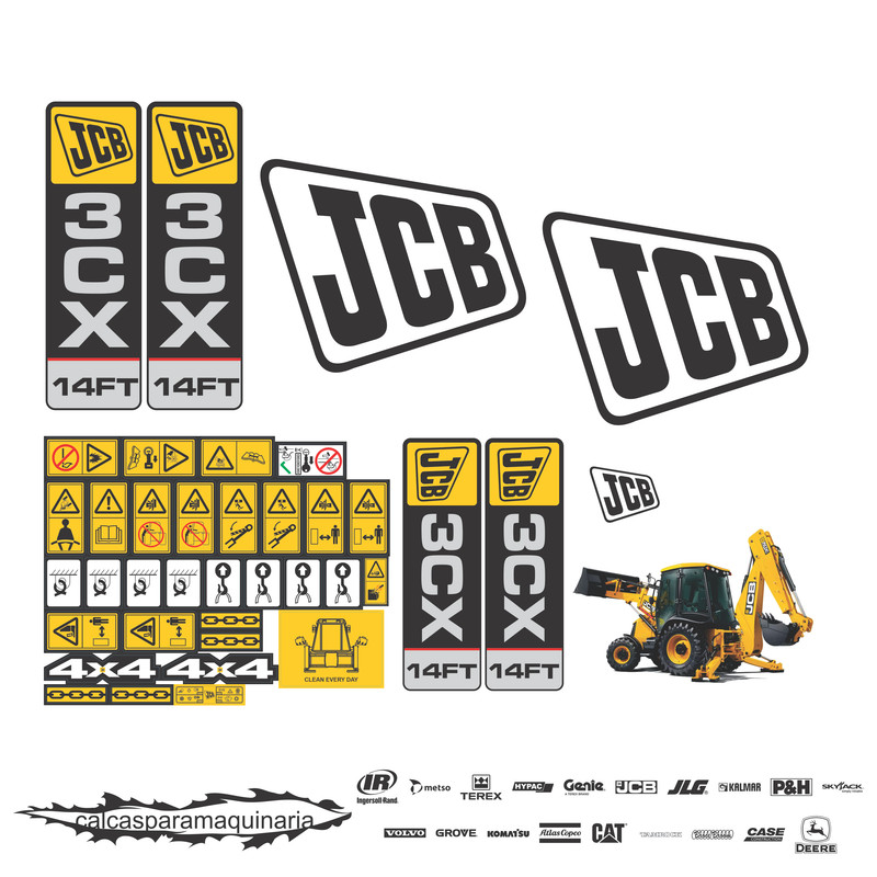 JUEGO DE CALCAS DE RESTAURACION PARA JCB 3C14FT VJO