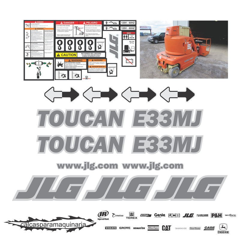 JUEGO DE CALCAS DE RESTAURACION PARA JLG E33MJ TOUCAN
