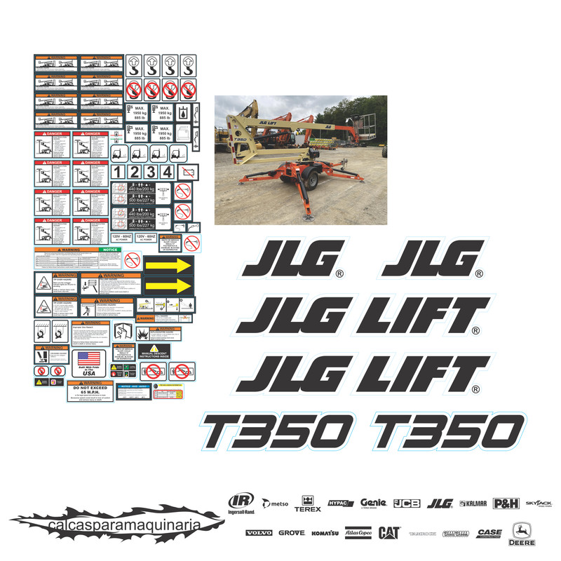 JUEGO DE CALCAS DE RESTAURACION PARA JLG T350P REMOLCABLE