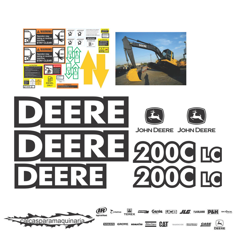 JUEGO DE CALCAS DE RESTAURACION PARA JOHN DEERE 200CLC