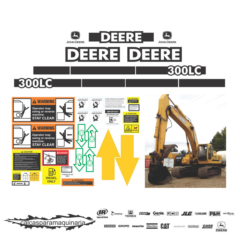 JUEGO DE CALCAS DE RESTAURACION PARA JOHN DEERE 300LC