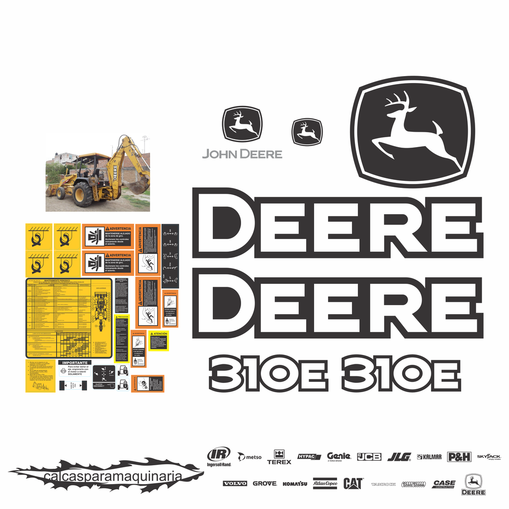 JUEGO DE CALCAS DE RESTAURACION PARA JOHN DEERE 310E NVO