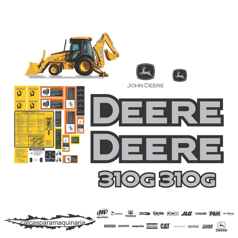 JUEGO DE CALCAS DE RESTAURACION PARA JOHN DEERE 310G NVO