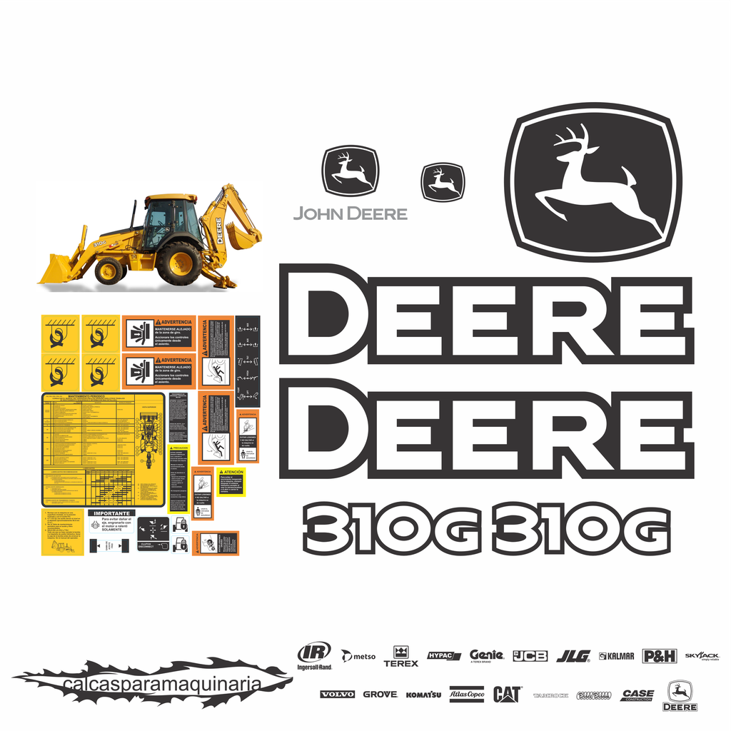 JUEGO DE CALCAS DE RESTAURACION PARA JOHN DEERE 310G NVO