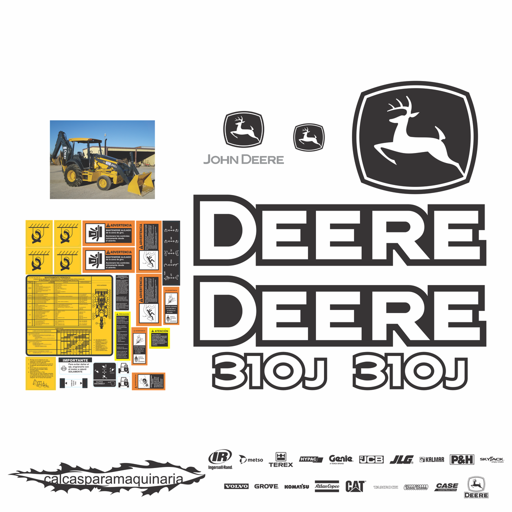 JUEGO DE CALCAS DE RESTAURACION PARA JOHN DEERE 310J NVO