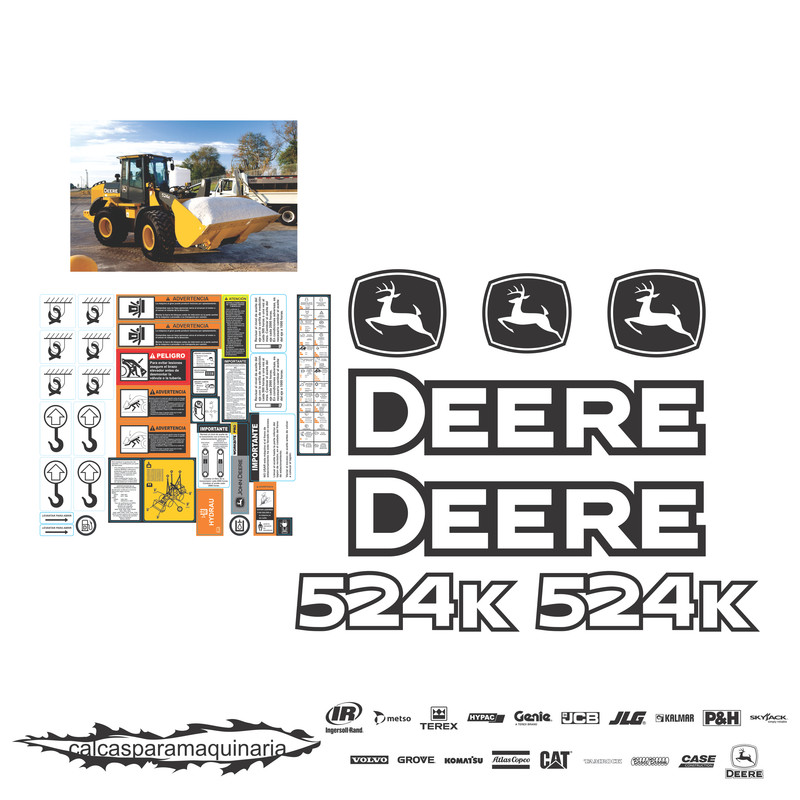 JUEGO DE CALCAS DE RESTAURACION PARA JOHN DEERE 524K