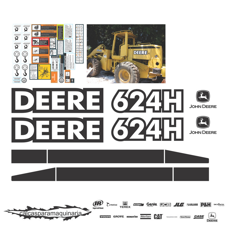 JUEGO DE CALCAS DE RESTAURACION PARA JOHN DEERE 624H VJO